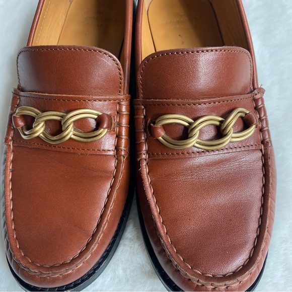 Sezane Vicky Soft Carmel Loafers with Gold Chain Detail | 36 - Picture 3 of 14